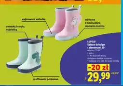Lidl Kalosze dziecięce z elementami 3D Lupilu oferta