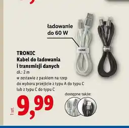Lidl Kabel do ładowania i transmisji danych z typu C do typu C Tronic oferta