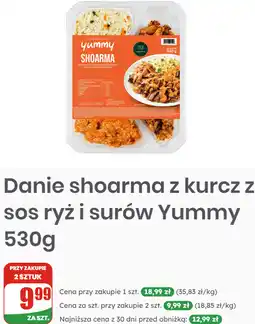 Dino Danie shoarma z kurcz z sos ryż i surów Yummy oferta