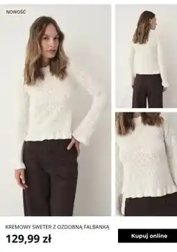 Greenpoint Kremowy sweter z ozdobną falbanką Greenpoint oferta