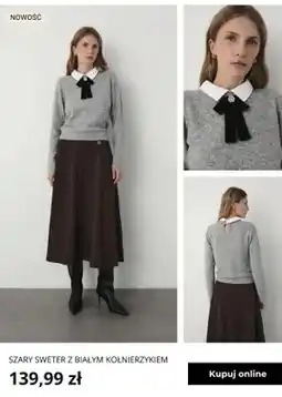 Greenpoint Szary sweter z białym kołnierzykiem Greenpoint oferta