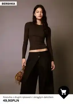 Bershka Koszulka z długim rękawem i okrągłym dekoltem Bershka oferta