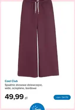Smyk Spodnie dresowe dziewczęce wide ocieplane bordowe Cool Club oferta