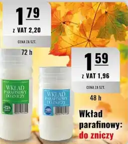 Eurocash Wkład parafinowy: do zniczy oferta