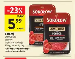 Intermarche Salami z Dębicy w obsypce pomidor w plastrach Sokołów oferta