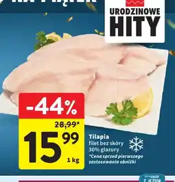 Intermarche Tilapia filet bez skóry 30% glazury oferta
