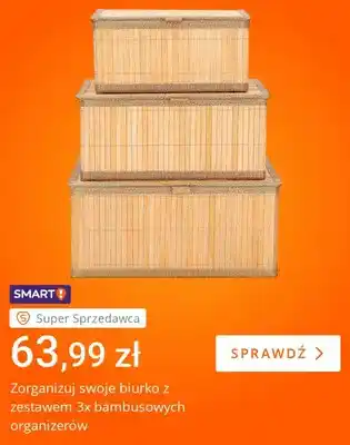 Zestaw 3 bambusowych organizerów