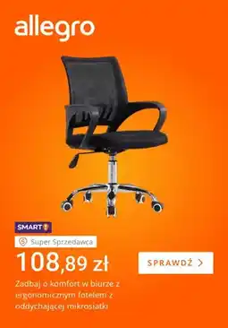 Allegro Fotel biurowy ergonomiczny z oddychającej mikrosiatki oferta