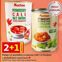 Auchan Pulpa lub pomidory w puszce całe lub krojone z dodatkami Auchan oferta