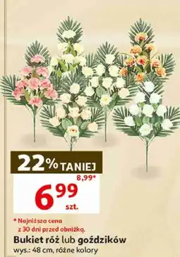 Auchan Bukiet róż lub goździków, wys.: 48 cm, różne kolory oferta