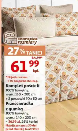 Auchan Komplet pościeli lub prześcieradło 100% bawełny actuel oferta