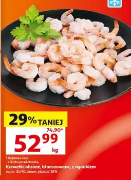 Auchan Krewetki obrane, blanszowane, z ogonkiem oferta