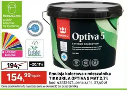 Leroy Merlin Emulsja kolorowa z mieszalnika TIKKURILA OPTIVA 5 MAT oferta