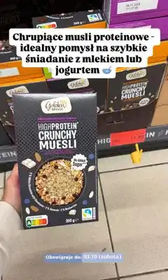 ALDI Musli proteinowe Golden Bridge High Protein Crunchy Muesli White Chocolate & Blueberry oferta