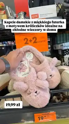 Biedronka Kapcie damskie z motywem króliczków oferta