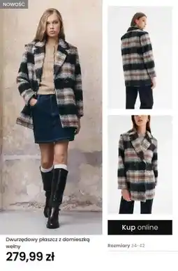 Top Secret Dwurzędowy płaszcz z domieszką wełny oferta