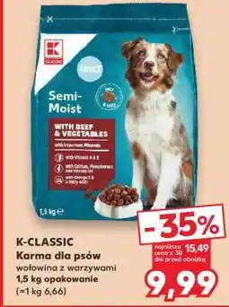 Kaufland K-CLASSIC Karma dla psów wołowina z warzywami 1,5 kg opakowanie oferta
