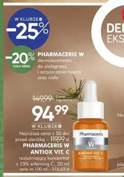 SuperPharm Rozjaśniający koncentrat z 15% witaminą C Pharmaceris W Antiox Vit oferta