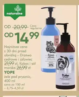 SuperPharm Żel pod prysznic Drzewo cedrowe i jałowiec Yope oferta