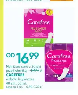 SuperPharm Wkładki higieniczne Plus Large Aloe Carefree oferta