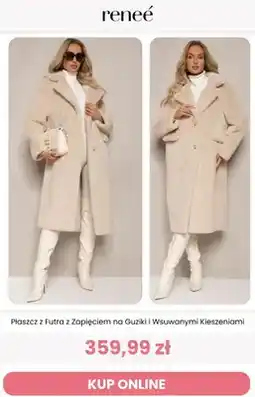 Renee Płaszcz z futra z zapięciem na guziki i wsuwanymi kieszeniami Reneé oferta