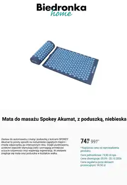 Biedronka Mata do masażu Spokey Akumat, z poduszką, niebieska oferta