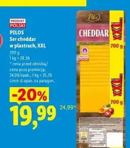 Lidl Ser cheddar w plastrach XXL Pilos oferta