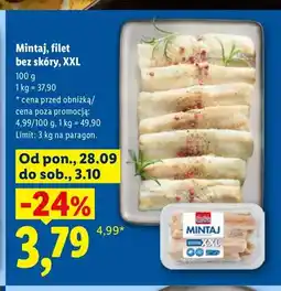 Lidl Mintaj filet bez skóry XXL oferta