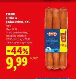Lidl Kiełbasa podwawelska XXL Pikok oferta