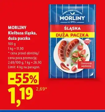Lidl Kiełbasa śląska duża paczka Morliny oferta
