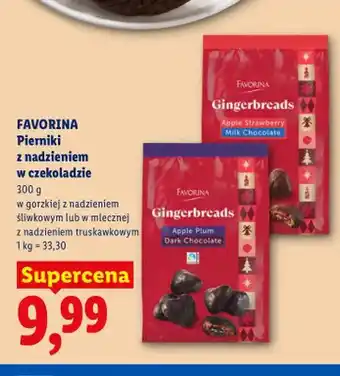 Lidl Pierniki z nadzieniem w czekoladzie gorzkiej z nadzieniem śliwkowym Favorina oferta