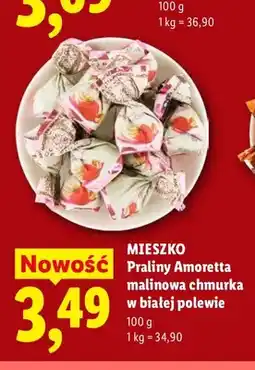 Lidl Praliny Amoretta malinowa chmurka w białej polewie Mieszko oferta