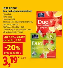 Lidl Herbatka w piramidkach Lord Nelson Duo smak malina i cytryna oferta