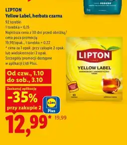 Lidl Herbata czarna Lipton Yellow Label oferta