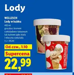 Lidl Lody w kubku gruszka z kremem czekoladowo-kakaowym Willisch oferta