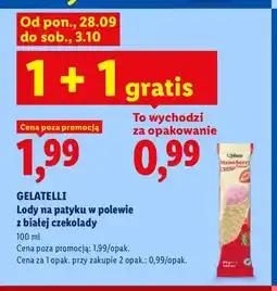 Lidl Lody na patyku w polewie z białej czekolady Gelatelli oferta