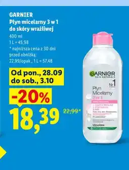 Lidl Płyn micelarny 3 w 1 do skóry wrażliwej Garnier oferta