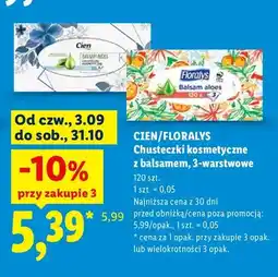 Lidl Chusteczki kosmetyczne z balsamem 3-warstwowe Cien oferta
