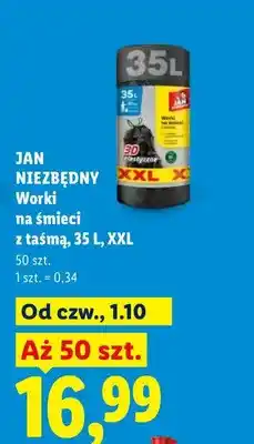 Lidl Worki na śmieci z taśmą 35 l XXL Jan Niezbędny oferta