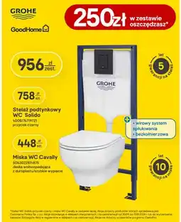 Castorama Zestaw stelaż podtynkowy Wc Solido przycisk czarny Grohe + miska Wc Cavally GoodHome oferta