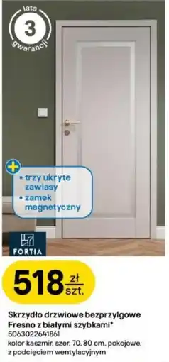 Castorama Skrzydło drzwiowe bezprzylgowe Fresno z białymi szybkami Fortia oferta