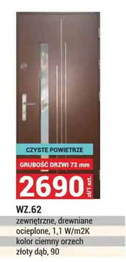 Merkury Market WZ.62 zewnętrzne, drewniane ocieplone, 1,1 W/m2K kolor ciemny orzech złoty dąb, 90 oferta