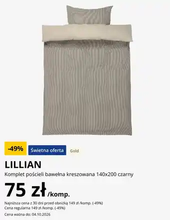 LILLIAN Komplet pościeli bawełna kreszowana 140x200 czarny
