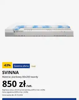 JYSK Materac piankowy 80x200 twardy oferta