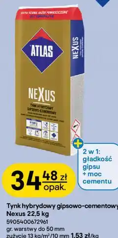 Castorama Tynk hybrydowy gipsowo-cementowy Nexus 22,5 kg Atlas oferta