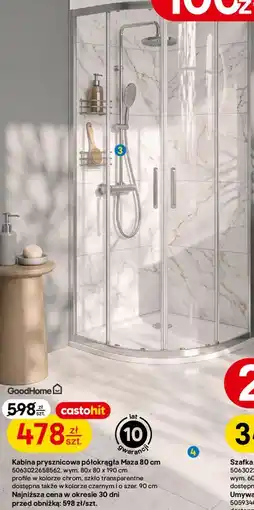 Castorama Kabina prysznicowa półokrągła GoodHome Maza 80 cm oferta