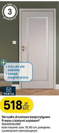 Castorama Skrzydło drzwiowe bezprzylgowe Fresno z białymi szybkami oferta