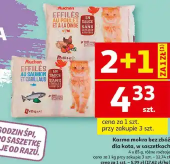 Auchan Karma mokra bez zbóż dla kota, w saszetkach