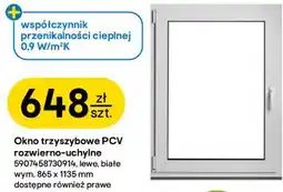 Castorama Okno trzyszybowe PCV rozwierno-uchylne oferta