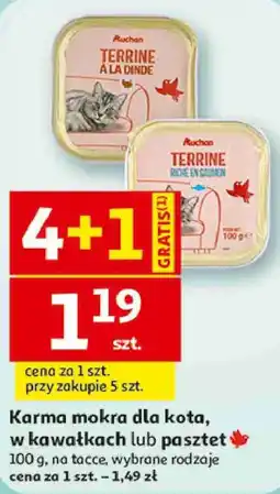 Auchan Auchan Karma mokra dla kota, w kawałkach lub pasztet oferta